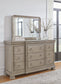 Lexorne King Sleigh Bed with Mirrored Dresser and Chest